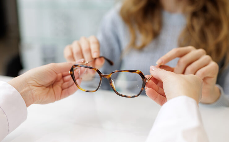 woman updating glasses prescription